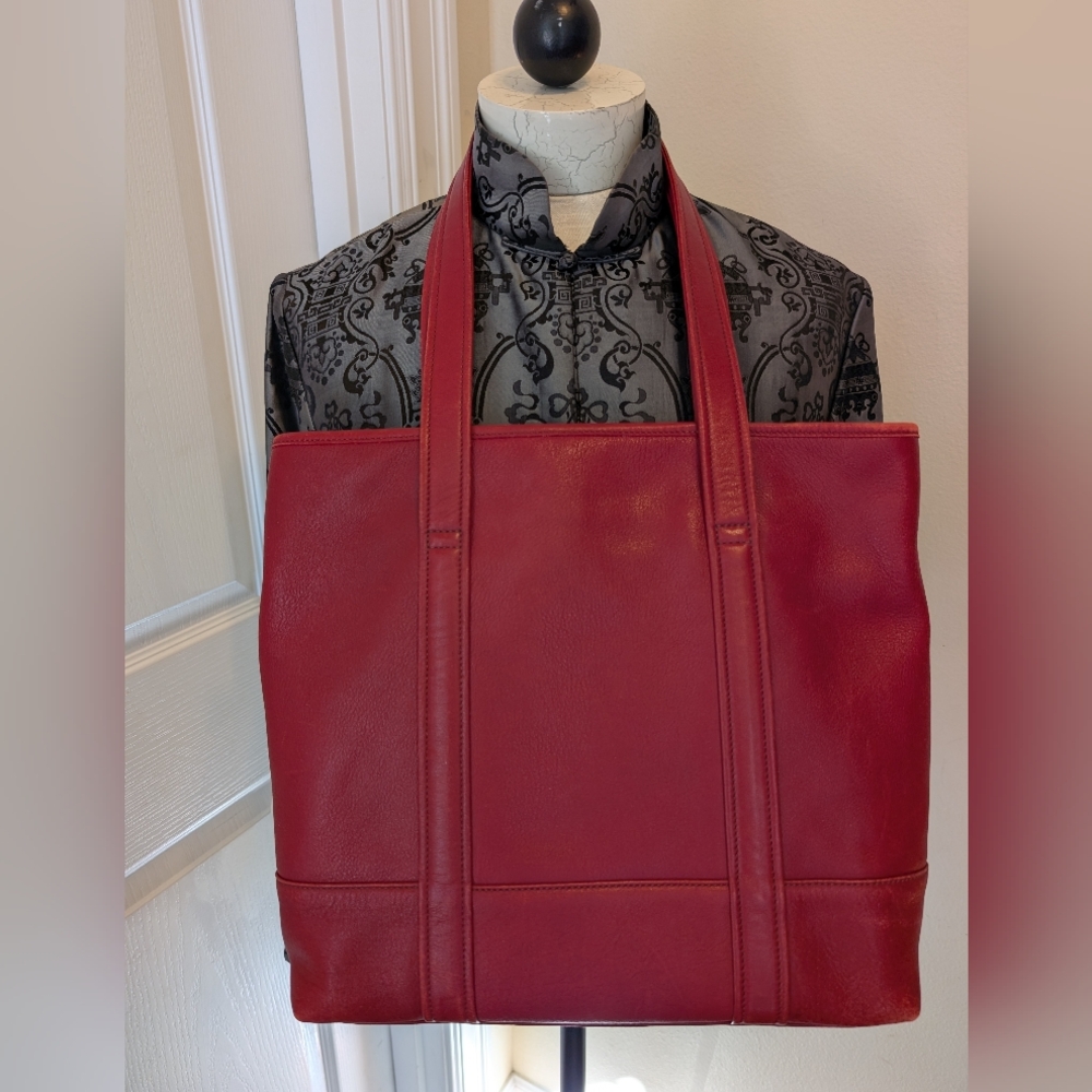 COACH Glove-Tanned Red Leather Tote Shoulder Bag